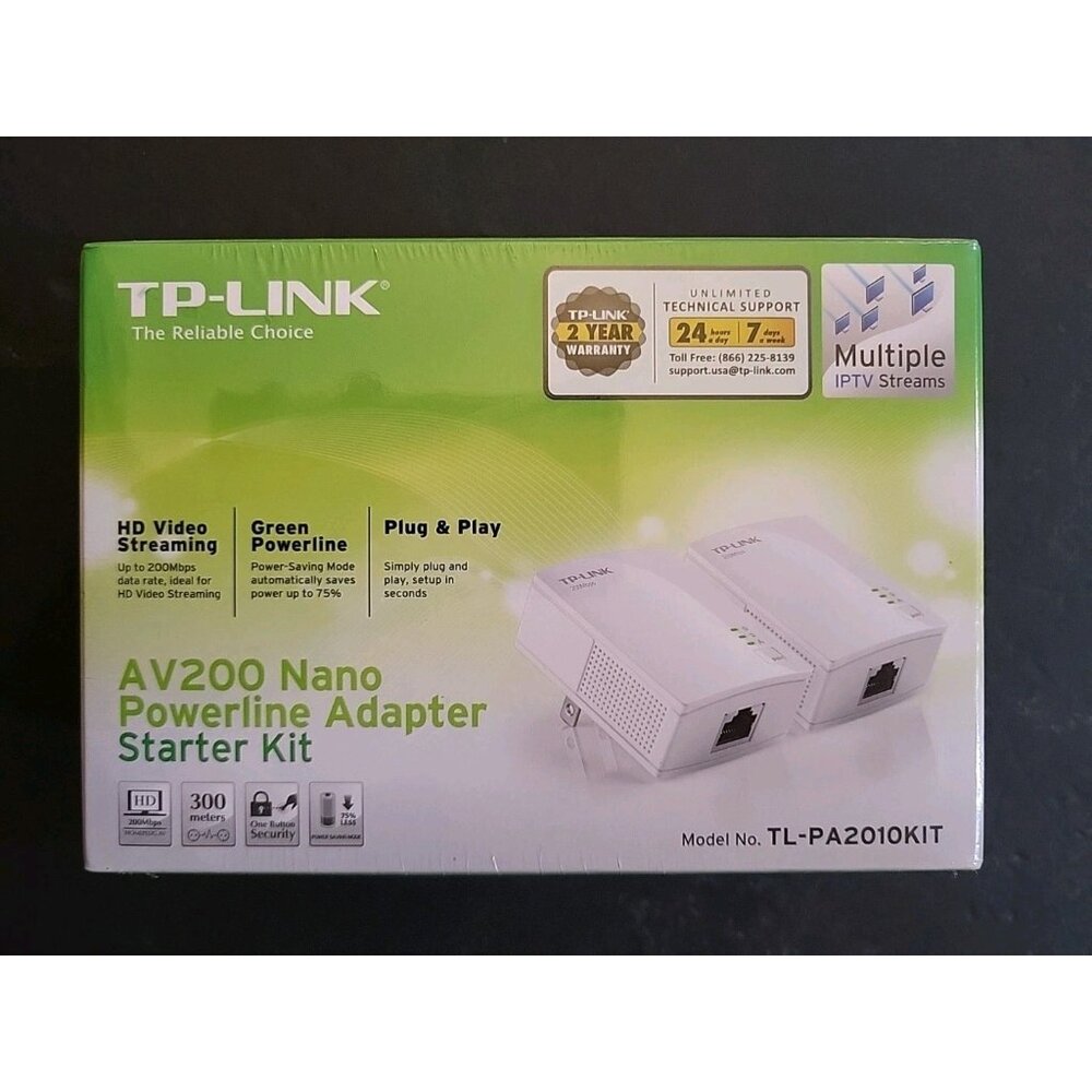TP-Link AV200 Nano Powerline Adapter Starter Kit TL-PA2010KIT NEW FACTORY SEALED